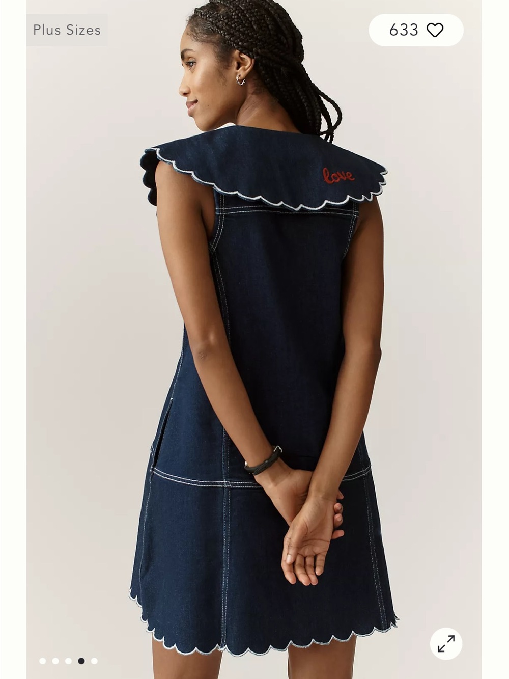 Anthropologie Pilcro Scalloped Denim Buttondown Love Dress Large NWT Nautical - Picture 3 of 15